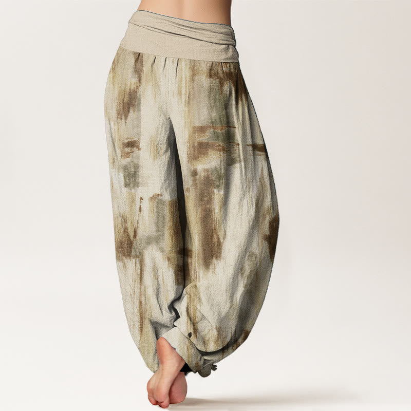 Pantalon sarouel en pur coton avec motif tie-dye et Buddha Stones pour femme, taille élastique