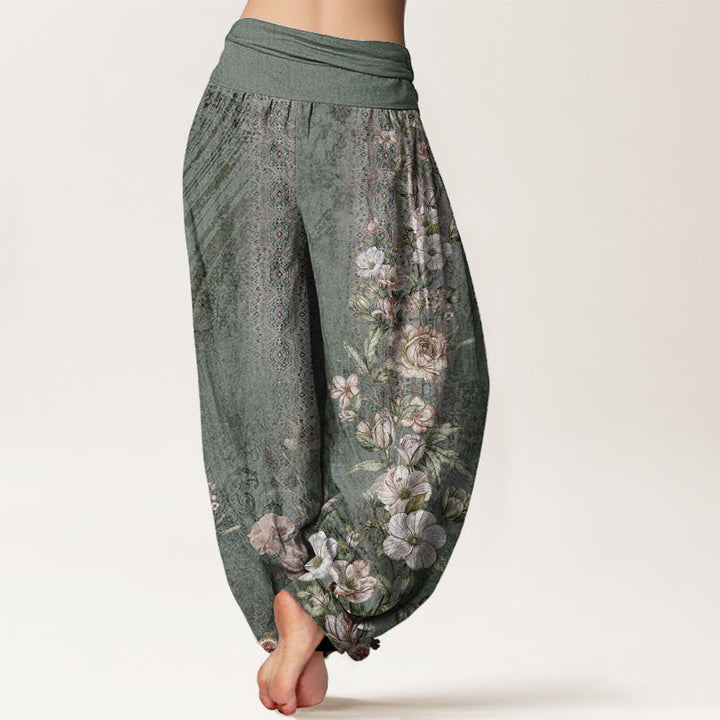 Pantalon sarouel à taille élastique pour femme, motif ethnique totem floral, pur coton, Buddha Stones