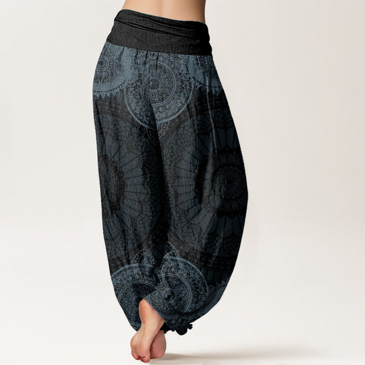 Pantalon sarouel à taille élastique pour femme, motif mandala circulaire en pur coton, Buddha Stones