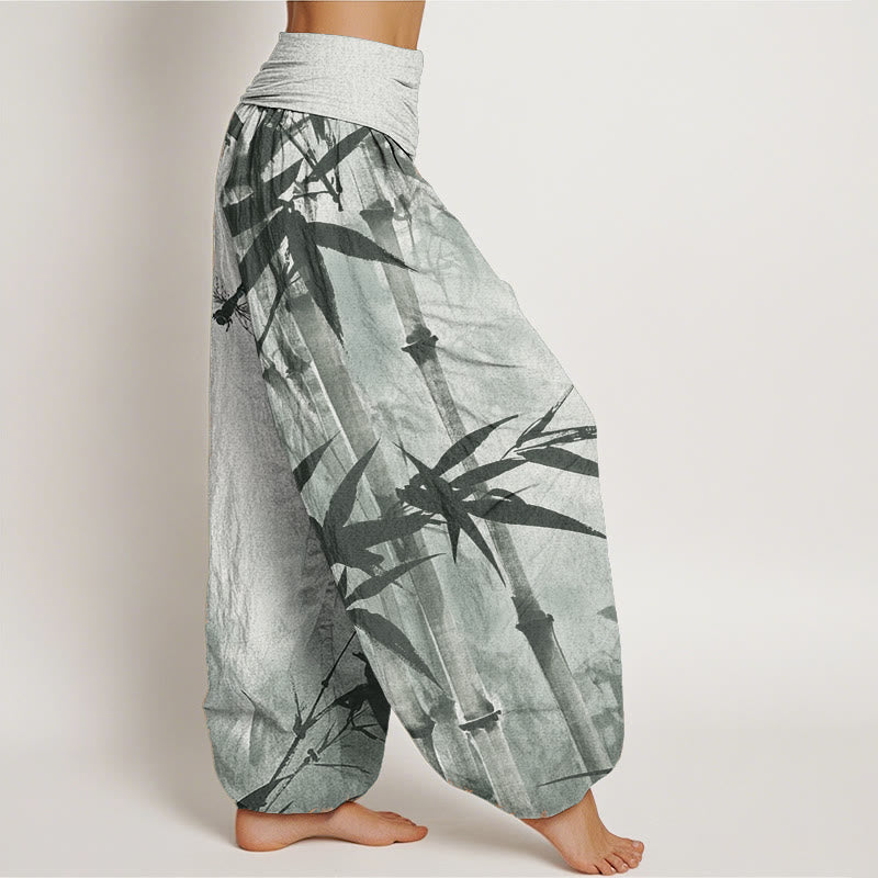Pantalon Buddha Stones de bambou et libellule pour femme, taille élastique