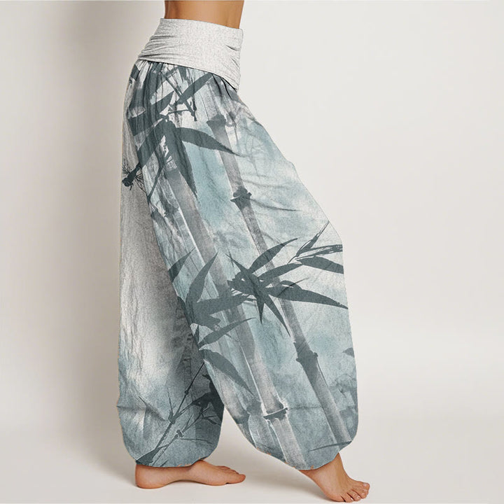 Pantalon Buddha Stones de bambou et libellule pour femme, taille élastique