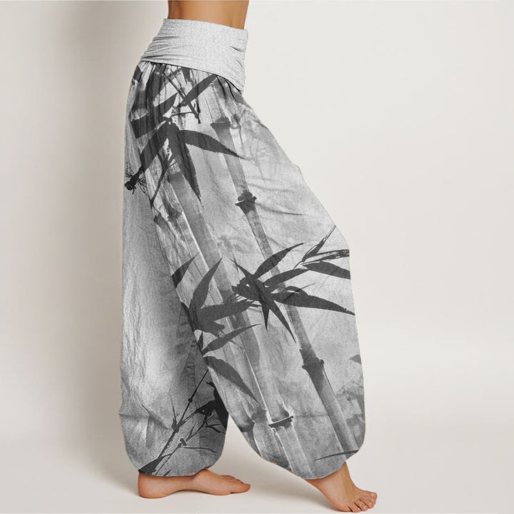 Pantalon Buddha Stones de bambou et libellule pour femme, taille élastique