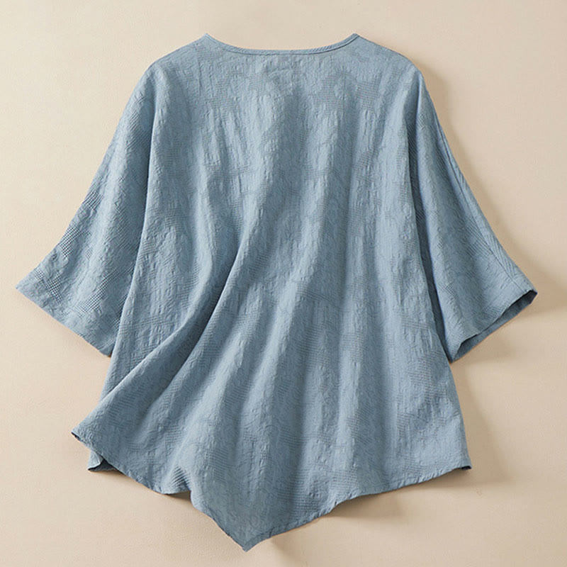Chemise femme à manches courtes, manches courtes, motif floral coloré et grenouille , Buddha Stones - image 2