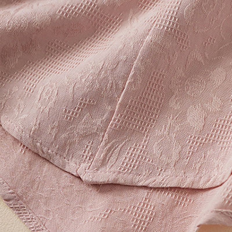 Chemise décontractée en coton et lin pour femme, motif grenouille coloré, motif fleurs et Buddha Stones , à manches mi-longues - image 12