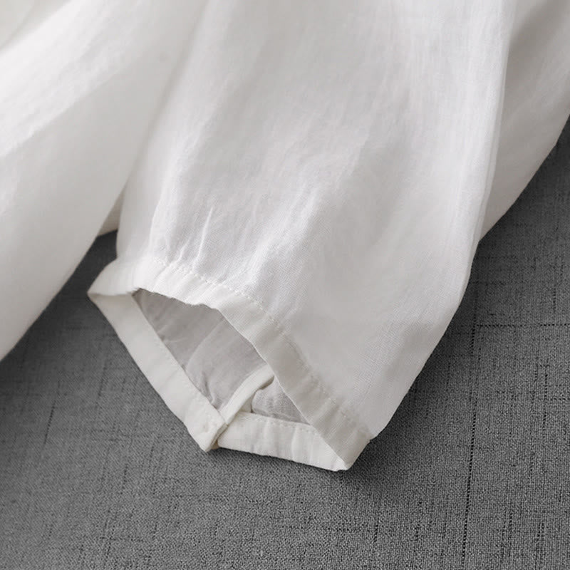 Cardigan en coton à manches mi-longues pour femme, motif Buddha Stones, broderie artistique de couleur pure, bouton sur le devant - image 14