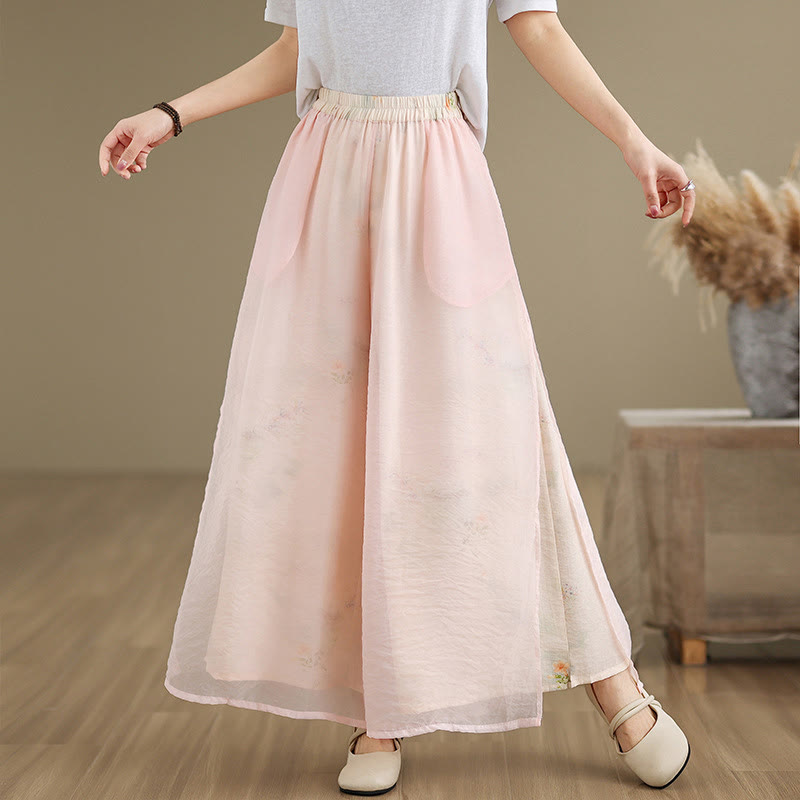 Pantalon large en coton avec poches pour femme, imprimé vintage Buddha Stones, motif végétal, double épaisseur - Rose - US8-10，UK/AU12-14，EU40-42 (2XL) - image 10