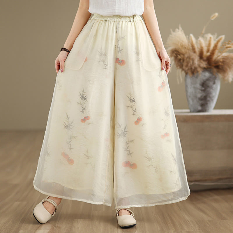 Pantalon large en coton avec poches pour femme, imprimé vintage Buddha Stones, motif végétal, double épaisseur - image 20