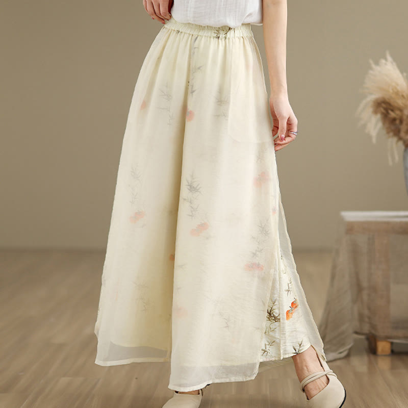 Pantalon large en coton avec poches pour femme, imprimé vintage Buddha Stones, motif végétal, double épaisseur - image 21