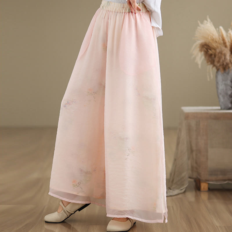 Pantalon large en coton avec poches pour femme, imprimé vintage Buddha Stones, motif végétal, double épaisseur - image 12