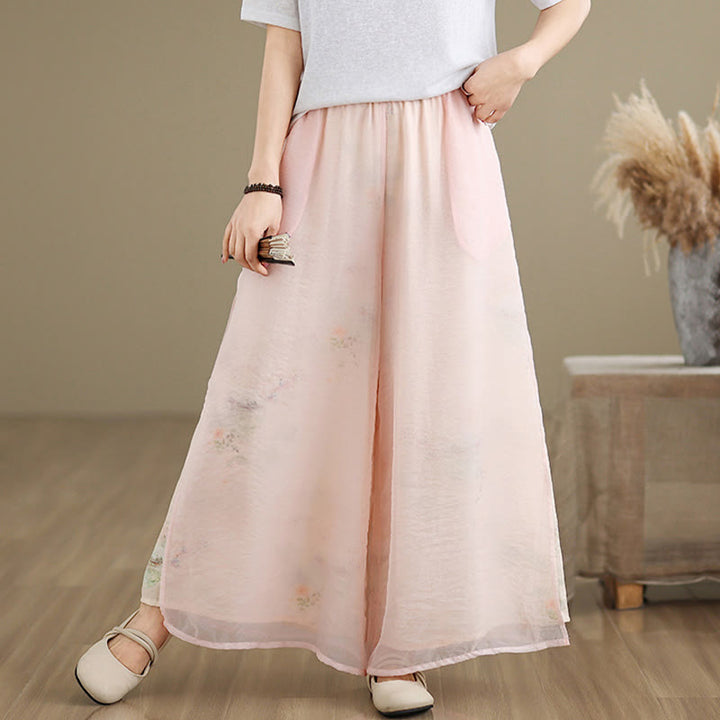 Pantalon large en coton avec poches pour femme, imprimé vintage Buddha Stones, motif végétal, double épaisseur - image 13