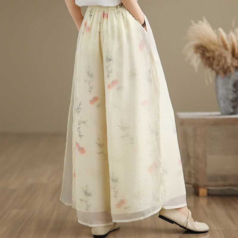 Pantalon large en coton avec poches pour femme, imprimé vintage Buddha Stones, motif végétal, double épaisseur - image 22