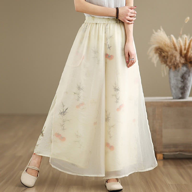 Pantalon large en coton avec poches pour femme, imprimé vintage Buddha Stones, motif végétal, double épaisseur - image 23