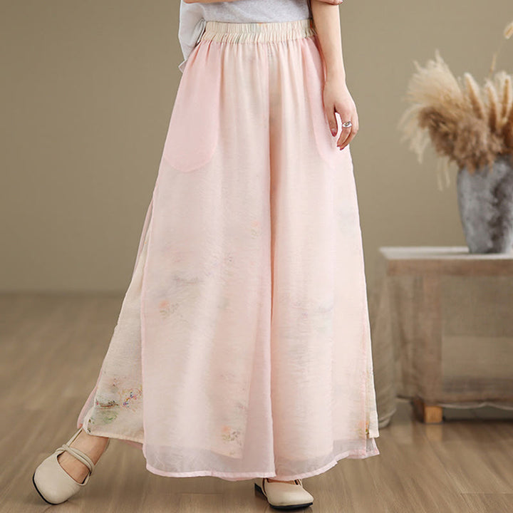 Pantalon large en coton avec poches pour femme, imprimé vintage Buddha Stones, motif végétal, double épaisseur - image 15