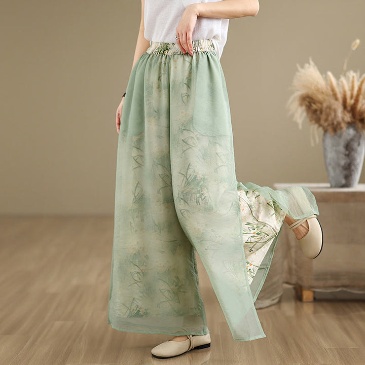 Pantalon large en coton avec poches pour femme, imprimé vintage Buddha Stones, motif végétal, double épaisseur - image 6