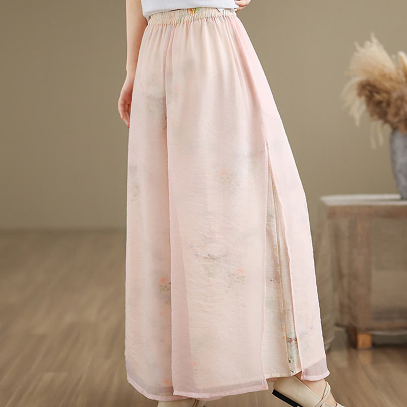 Pantalon large en coton avec poches pour femme, imprimé vintage Buddha Stones, motif végétal, double épaisseur - image 14