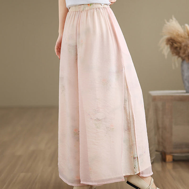 Pantalon large en coton avec poches pour femme, imprimé vintage Buddha Stones, motif végétal, double épaisseur - image 14