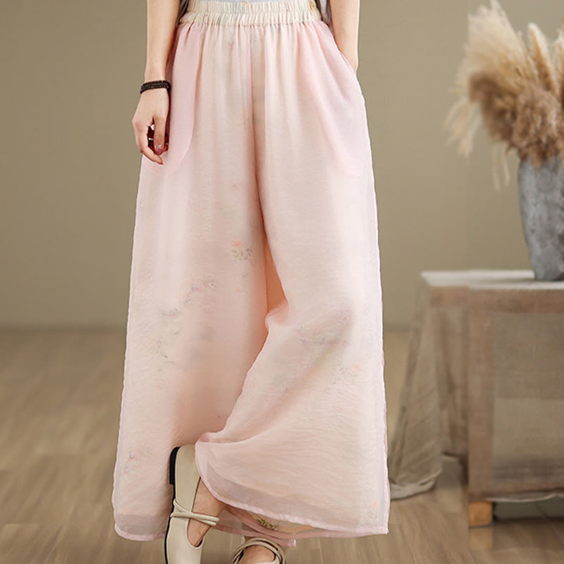 Pantalon large en coton avec poches pour femme, imprimé vintage Buddha Stones, motif végétal, double épaisseur - image 11