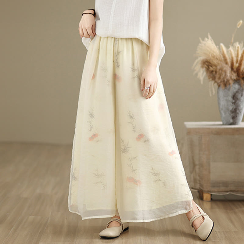Pantalon large en coton avec poches pour femme, imprimé vintage Buddha Stones, motif végétal, double épaisseur - image 25