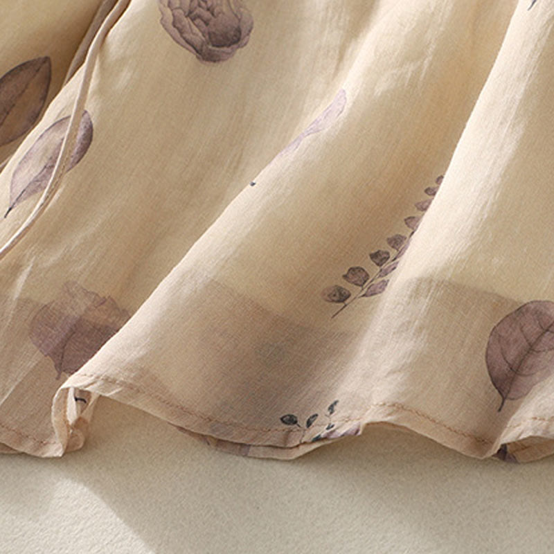 Chemise femme en coton et lin à manches trois-quarts avec broderie de Buddha Stones - image 9