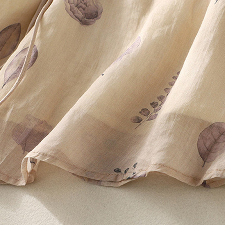 Chemise femme en coton et lin à manches trois-quarts avec broderie de Buddha Stones - image 9