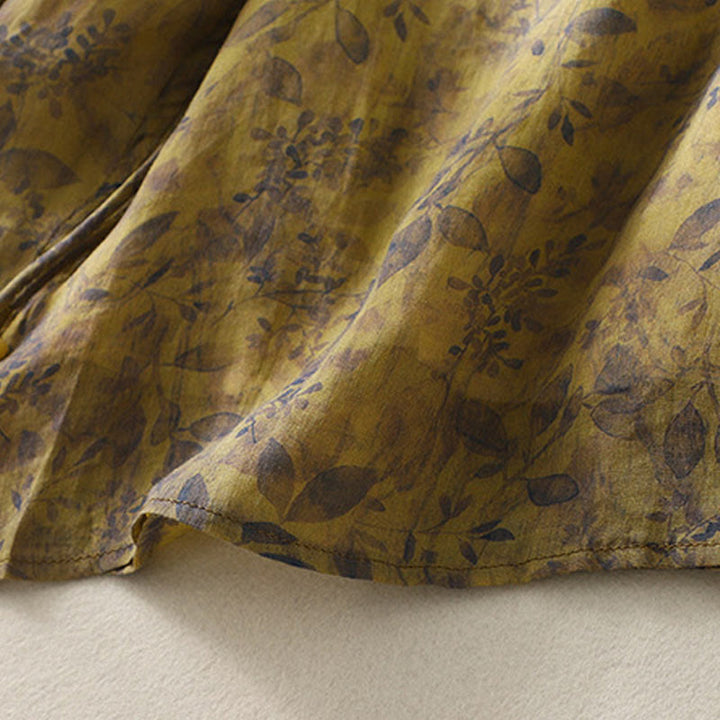 Chemise femme en coton et lin à manches trois-quarts avec broderie de Buddha Stones - image 18