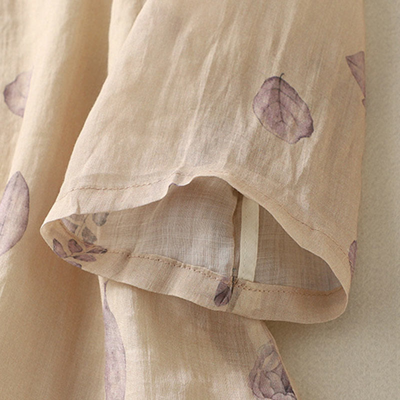 Chemise femme en coton et lin à manches trois-quarts avec broderie de Buddha Stones - image 8