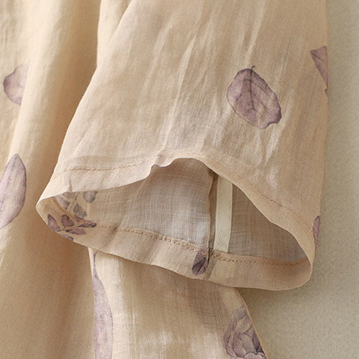 Chemise femme en coton et lin à manches trois-quarts avec broderie de Buddha Stones - image 8