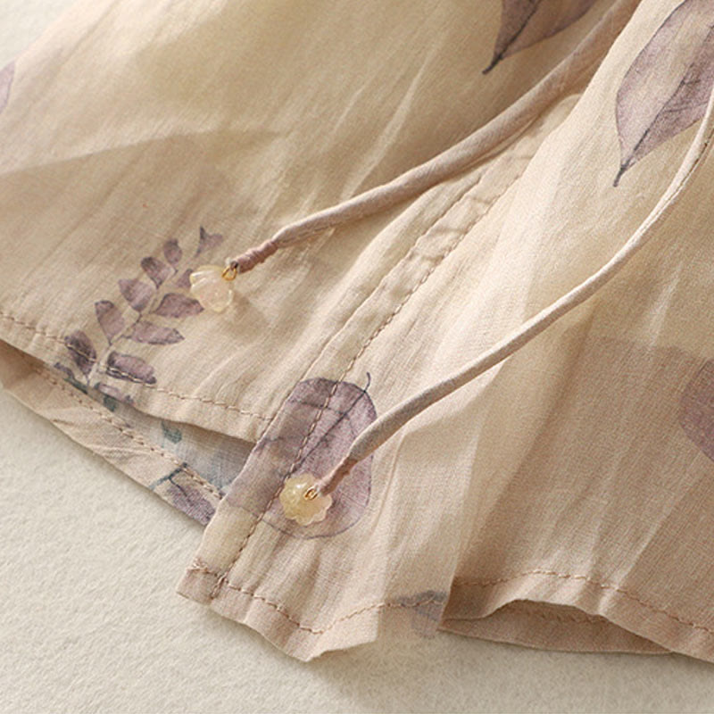 Chemise femme en coton et lin à manches trois-quarts avec broderie de Buddha Stones - image 10