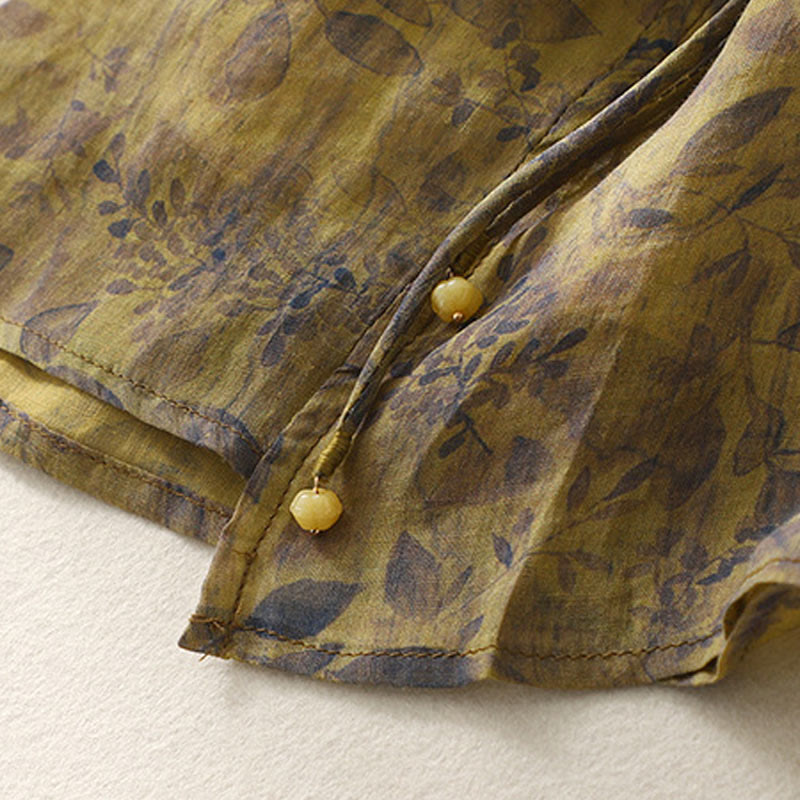 Chemise femme en coton et lin à manches trois-quarts avec broderie de Buddha Stones - image 17