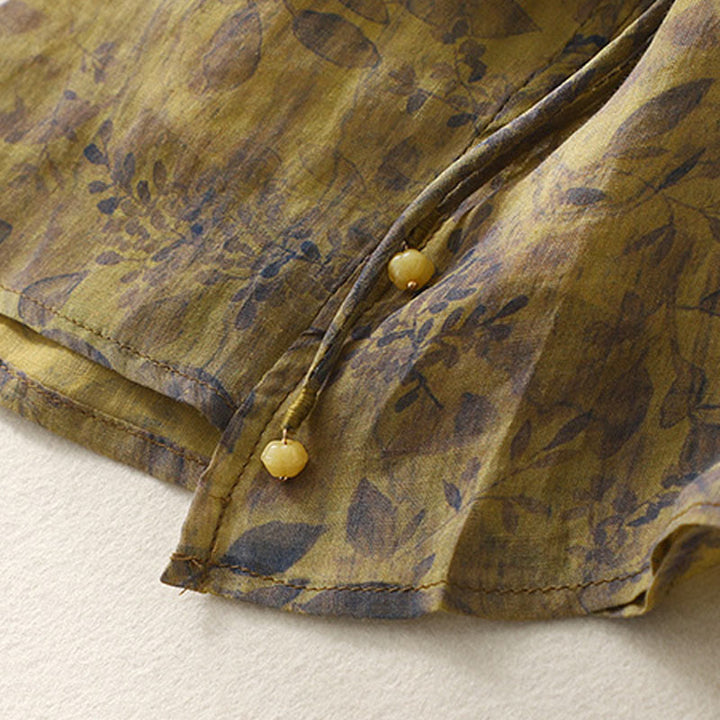 Chemise femme en coton et lin à manches trois-quarts avec broderie de Buddha Stones - image 17