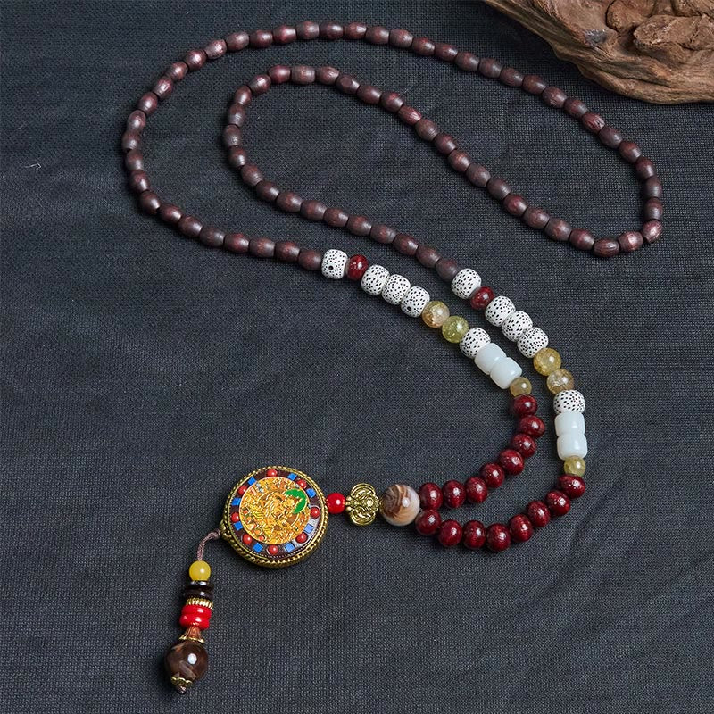 Buddha Stones tibétaines, perles en bois faites à la main, Om Mani Padme Hum Samantabhadra Bodhisattva, pendentif de collier de pureté - image 3