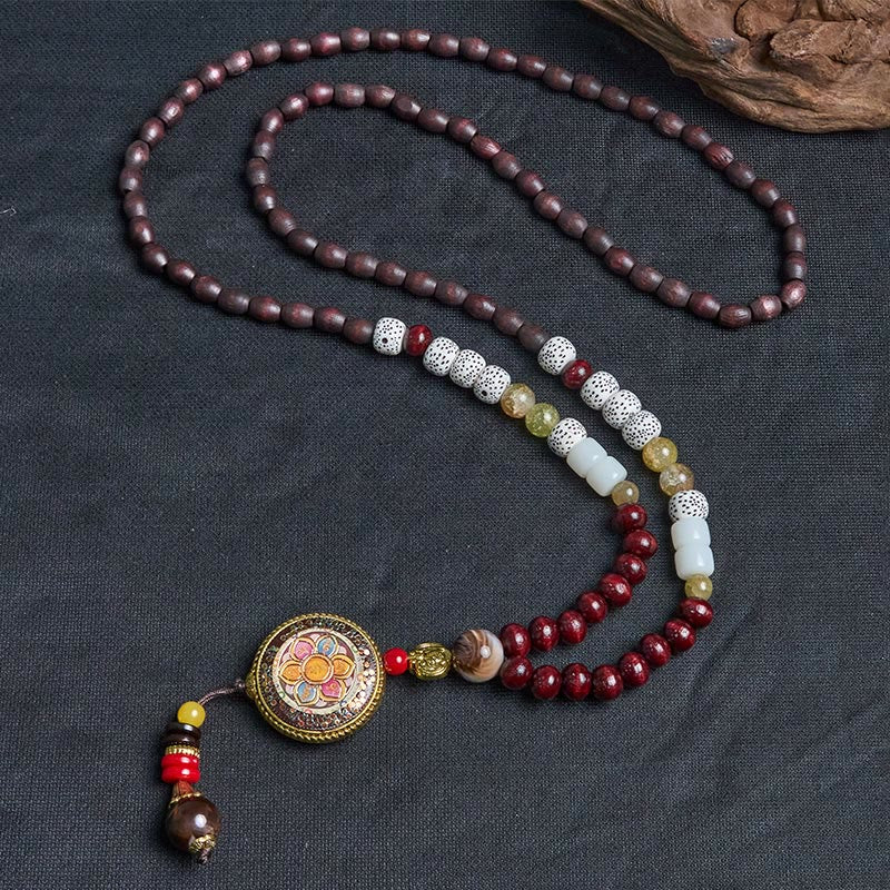 Buddha Stones tibétaines, perles en bois faites à la main, Om Mani Padme Hum Samantabhadra Bodhisattva, pendentif de collier de pureté - image 10