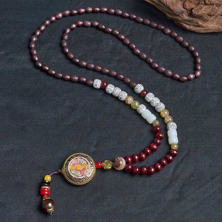 Buddha Stones tibétaines, perles en bois faites à la main, Om Mani Padme Hum Samantabhadra Bodhisattva, pendentif de collier de pureté - image 10