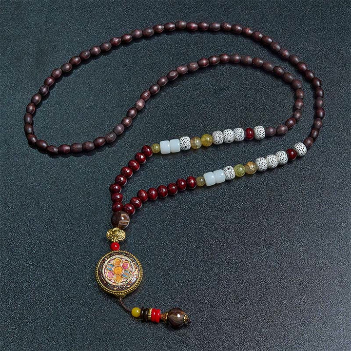 Buddha Stones tibétaines, perles en bois faites à la main, Om Mani Padme Hum Samantabhadra Bodhisattva, pendentif de collier de pureté - image 8
