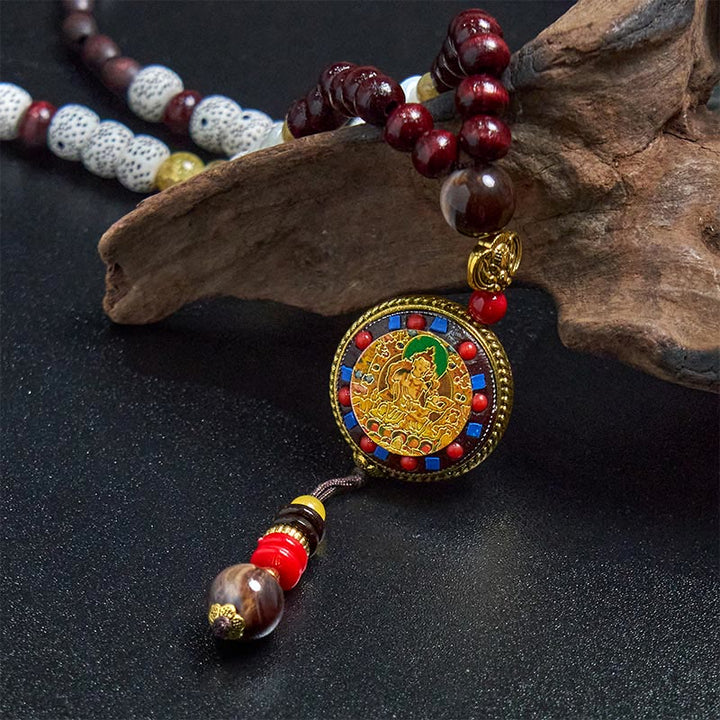Buddha Stones tibétaines, perles en bois faites à la main, Om Mani Padme Hum Samantabhadra Bodhisattva, pendentif de collier de pureté - image 11