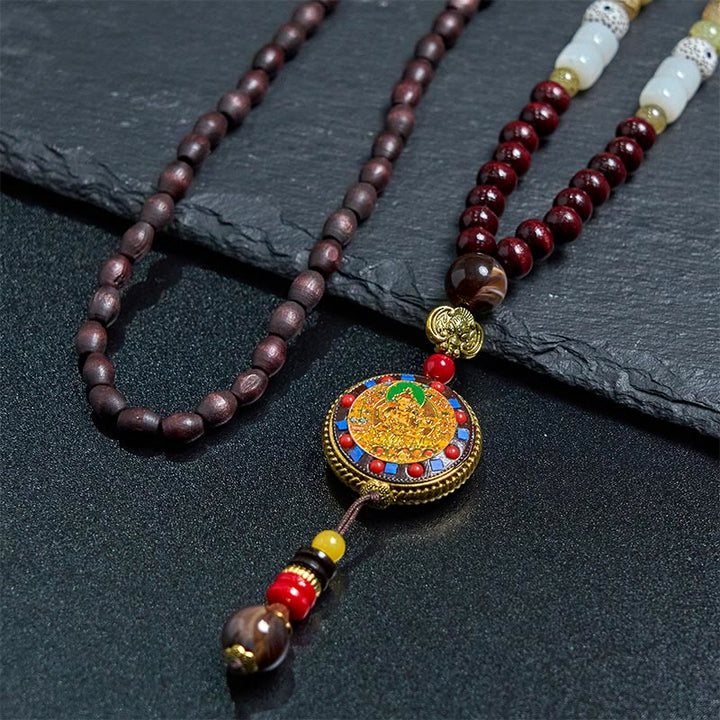 Buddha Stones tibétaines, perles en bois faites à la main, Om Mani Padme Hum Samantabhadra Bodhisattva, pendentif de collier de pureté - image 4