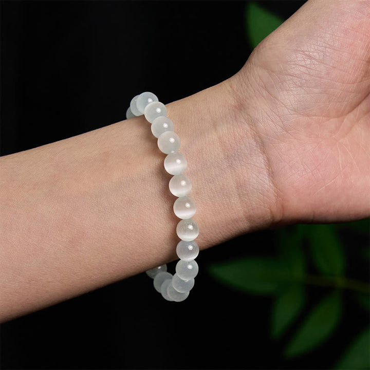 Bracelet Pixiu positif en argent sterling 990 avec perles œil de chat naturelles et Buddha Stones