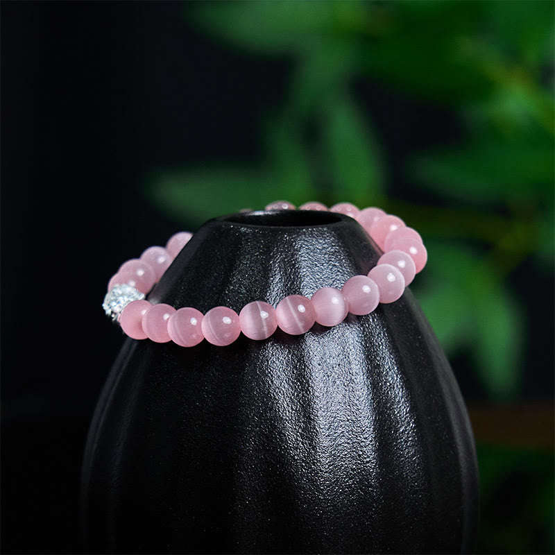 Bracelet Pixiu positif en argent sterling 990 avec perles œil de chat naturelles et Buddha Stones
