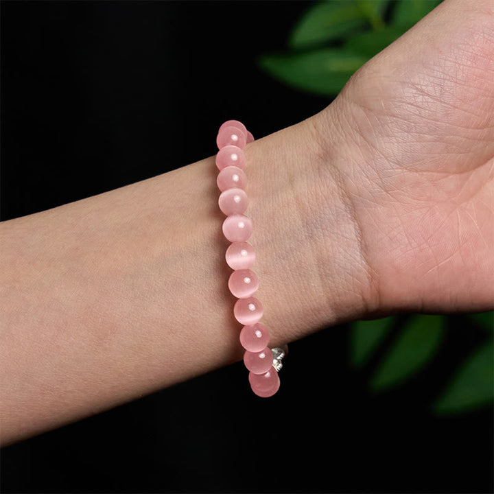 Bracelet Pixiu positif en argent sterling 990 avec perles œil de chat naturelles et Buddha Stones