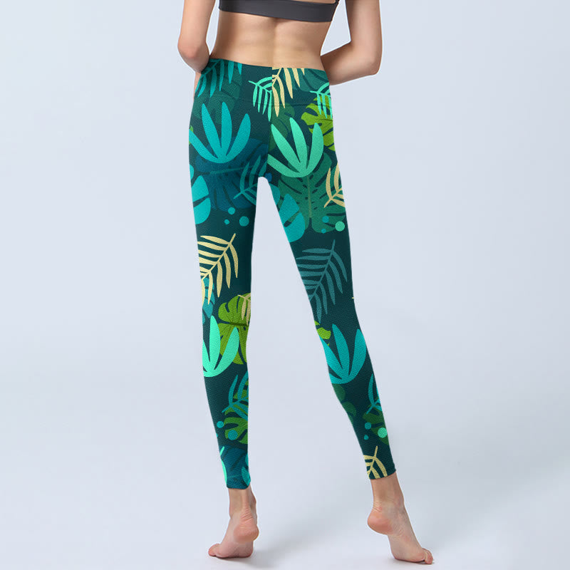 Leggings de sport imprimés Buddha Stones et feuilles de différentes formes pour femmes, pantalons de yoga - image 6
