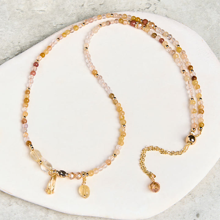 Bracelet multicouches en perles de citrine naturelle Buddha Stones - image 8
