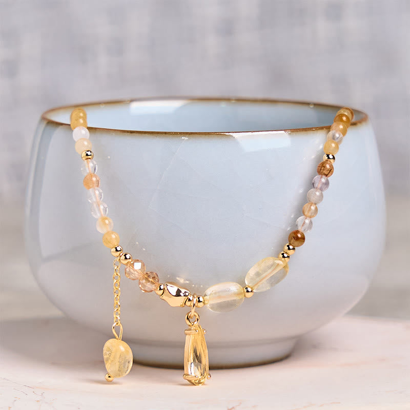 Bracelet multicouches en perles de citrine naturelle Buddha Stones - image 6