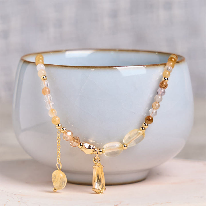 Bracelet multicouches en perles de citrine naturelle Buddha Stones - image 6
