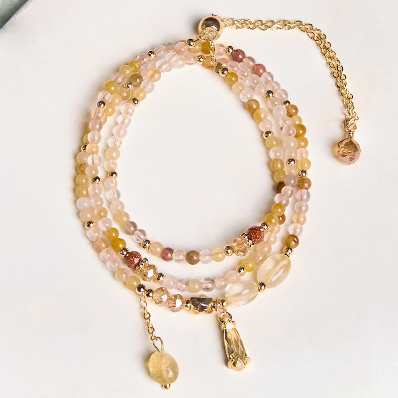 Bracelet multicouches en perles de citrine naturelle Buddha Stones - image 7