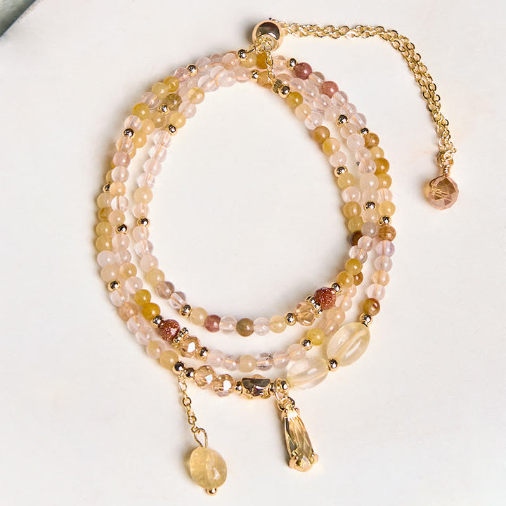Bracelet multicouches en perles de citrine naturelle Buddha Stones - image 7