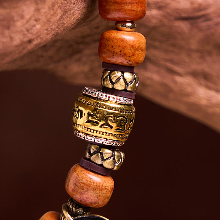 Bracelet de protection porte-bonheur en Buddha Stones naturelles tibétaines en os de chameau OM sanskrit