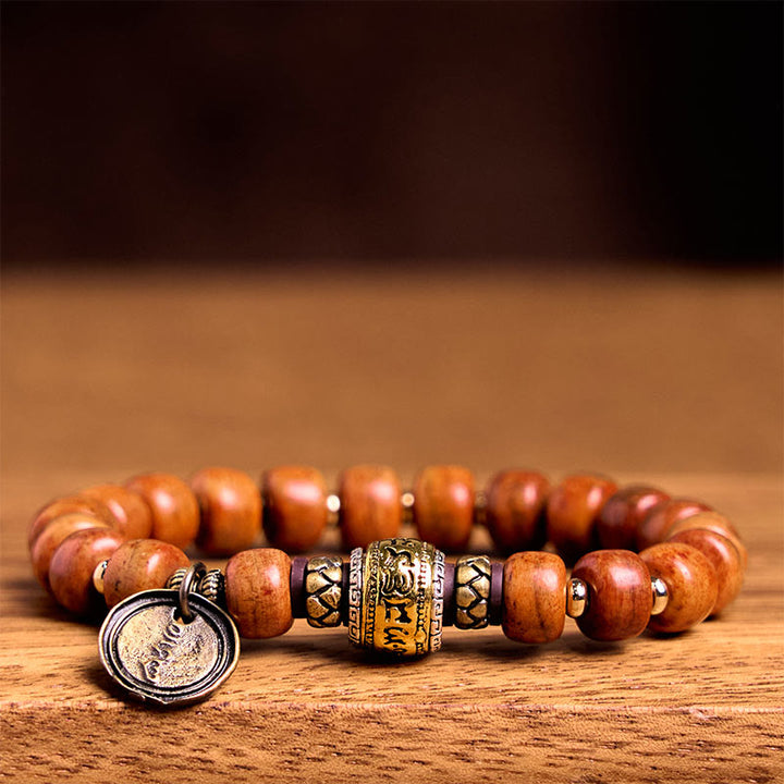 Bracelet de protection porte-bonheur en Buddha Stones naturelles tibétaines en os de chameau OM sanskrit