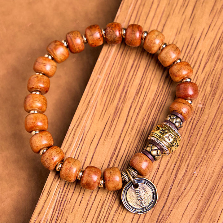 Bracelet de protection porte-bonheur en Buddha Stones naturelles tibétaines en os de chameau OM sanskrit