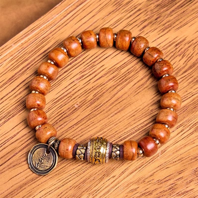 Bracelet de protection porte-bonheur en Buddha Stones naturelles tibétaines en os de chameau OM sanskrit