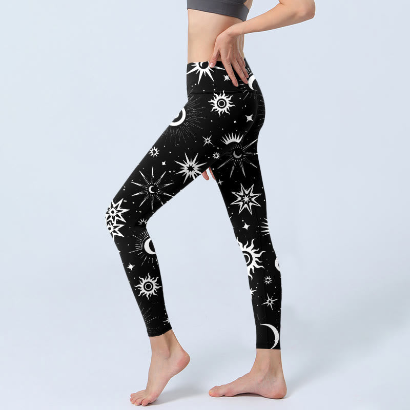 Leggings de sport imprimés Buddha Stones, soleil, lune et étoiles, pantalons de yoga pour femmes - image 3
